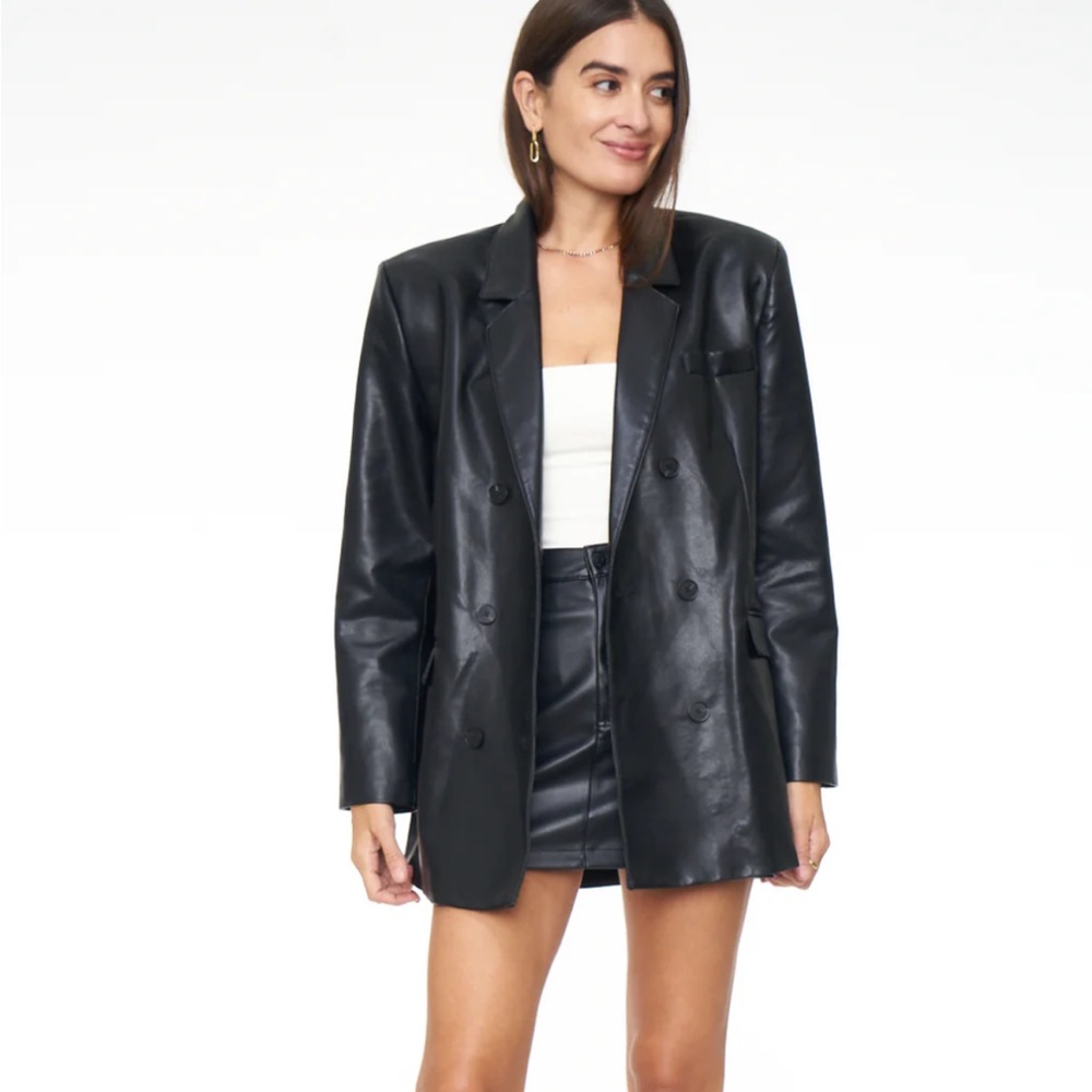 Women's Black Leather Blazer